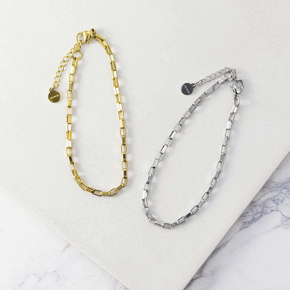 シンプルスクエアチェーンブレスレット