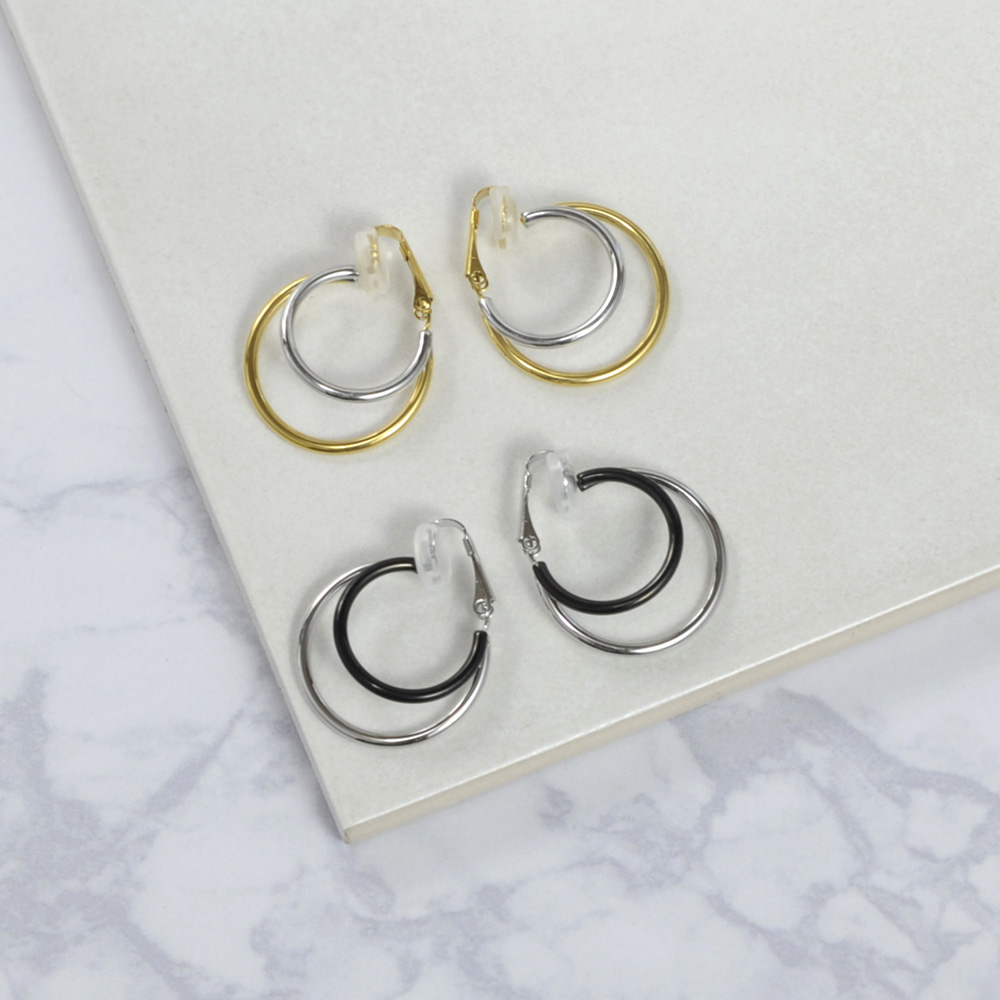 2トーンカラーフープイヤリング