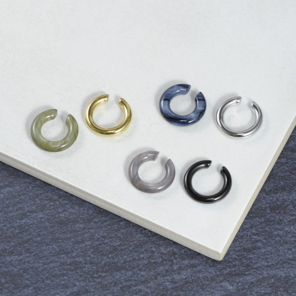 カラーマーブル×メタルイヤカフ【2本セット】