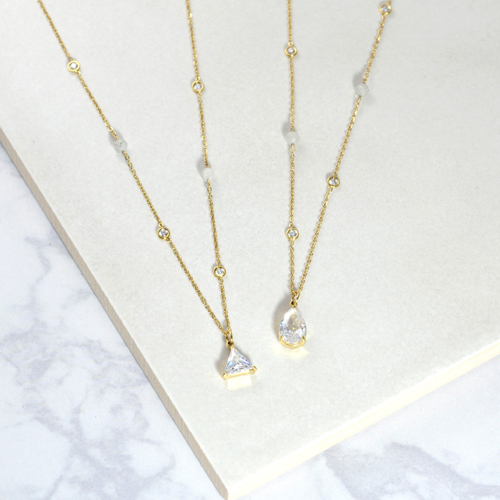 天然石×ビジューネックレス