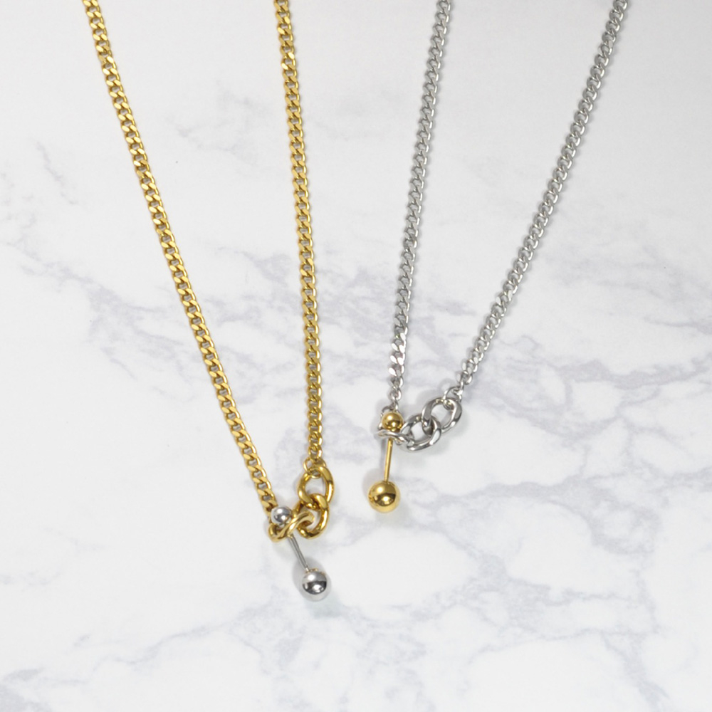 コンビカラーバーベルネックレス