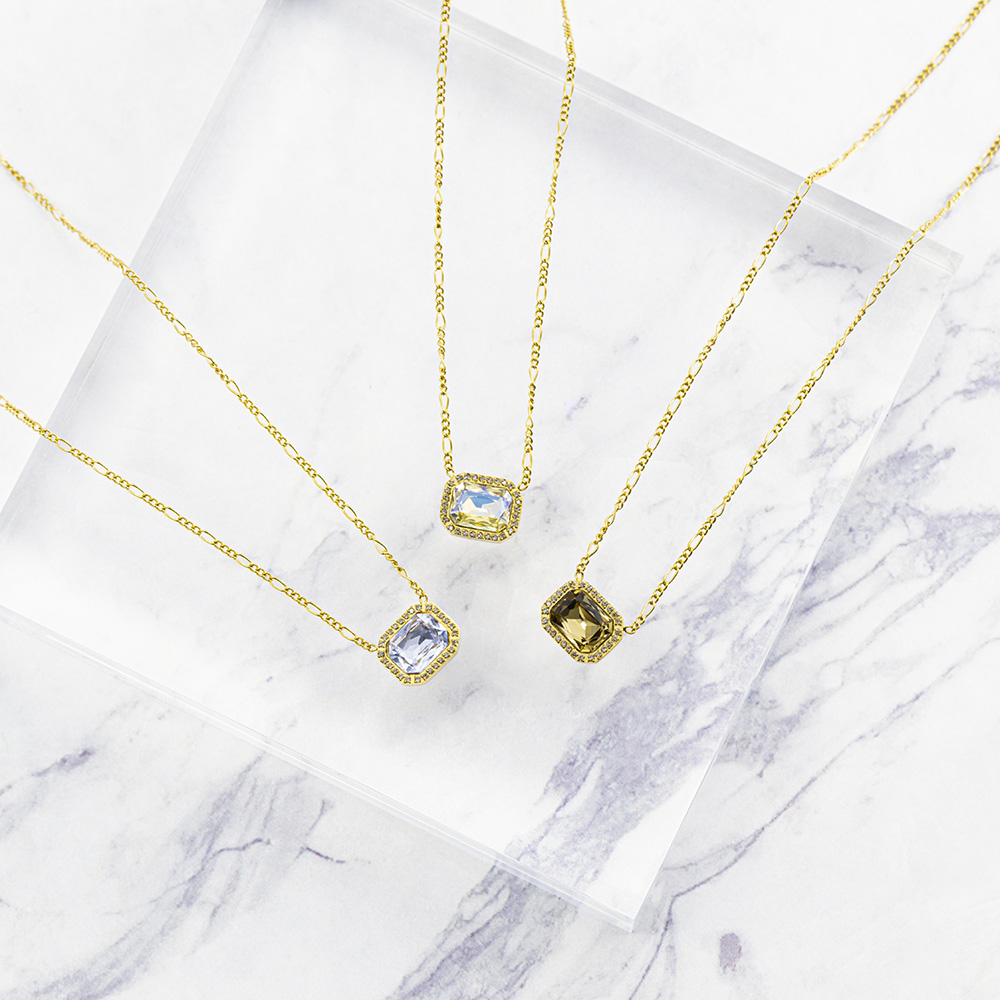 2トーンビジュースクエアネックレス