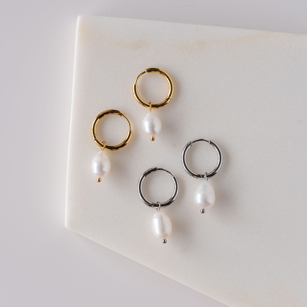 淡水パール×フープピアス