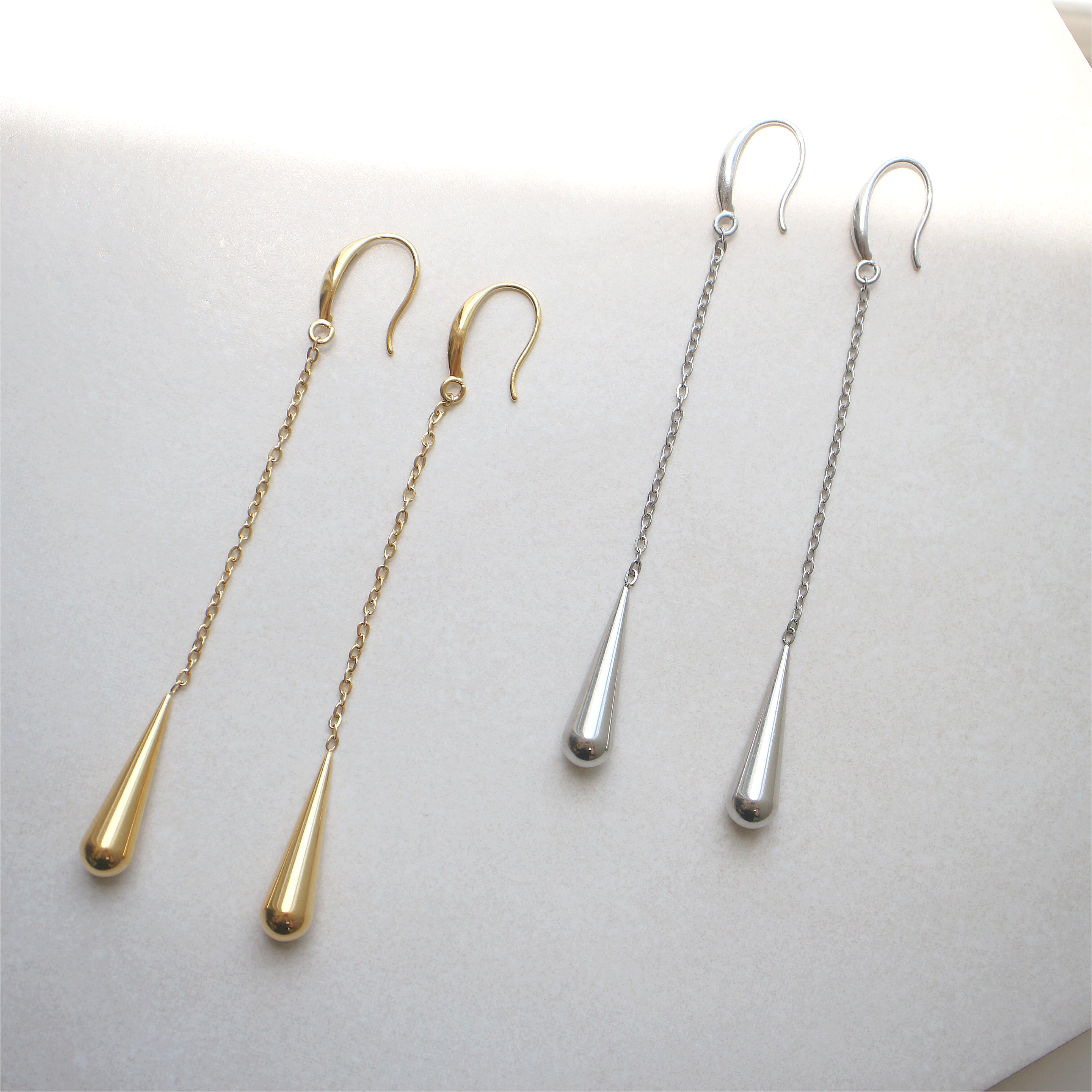 チェーン×ドロップフックピアス