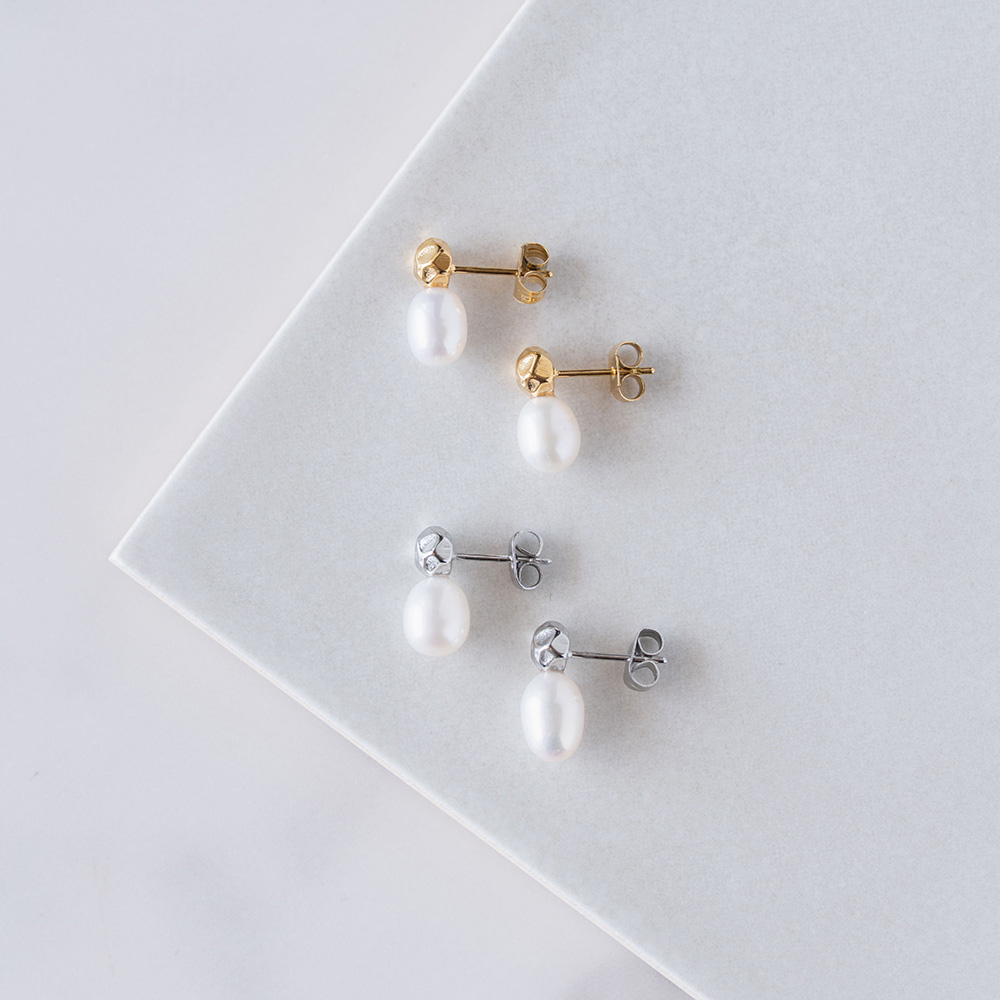 淡水パール×デザインパーツピアス