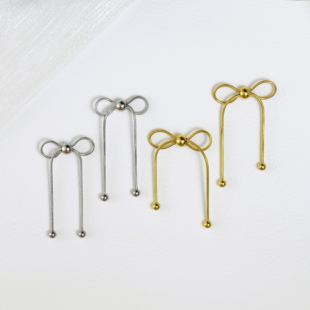 メタルチェーンリボンピアス