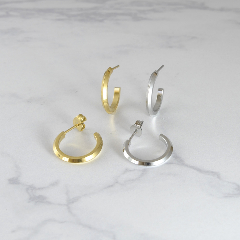 カットラインデザインフープピアス・S