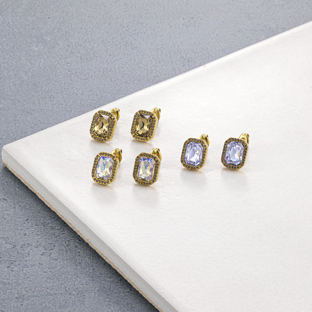 2トーンビジュースクエアピアス