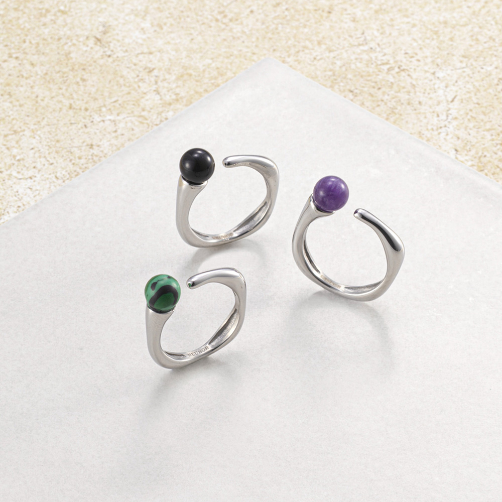 天然石×スクエアフォークリング